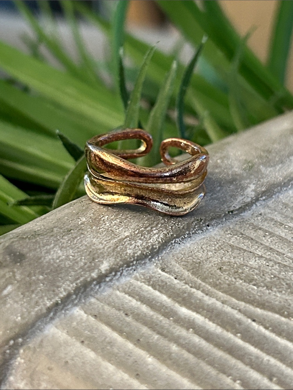 Twotone Gold-Tone Minimalist Ring size 5 brassy colors materials unknown